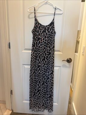 See You Monday Black & White Leopard Mesh Slip Dress